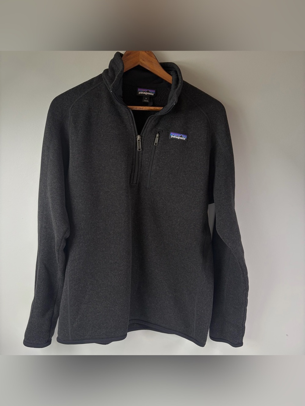 Patagonia Better Sweater 1/4 Zip Pullover Black Fleece Jacket Men's Size Medium